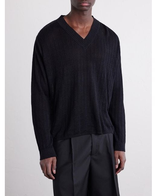 mfpen Blue Linen-blend Sweater for men
