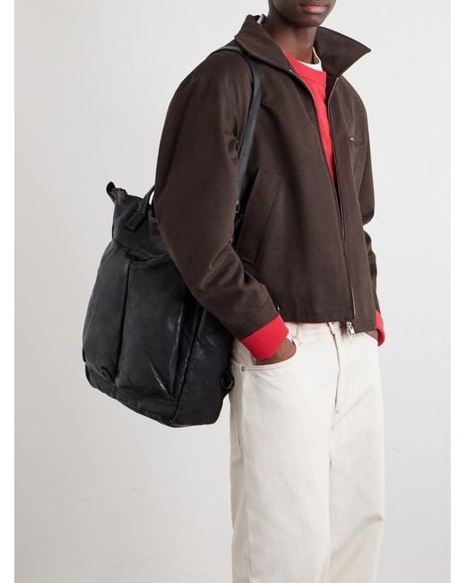 Officine Creative Black Helmet 005 Full-Grain Leather Tote Bag for men