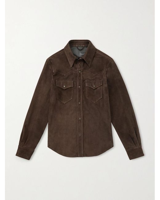J. Mueser Brown Suede Western Overshirt for men