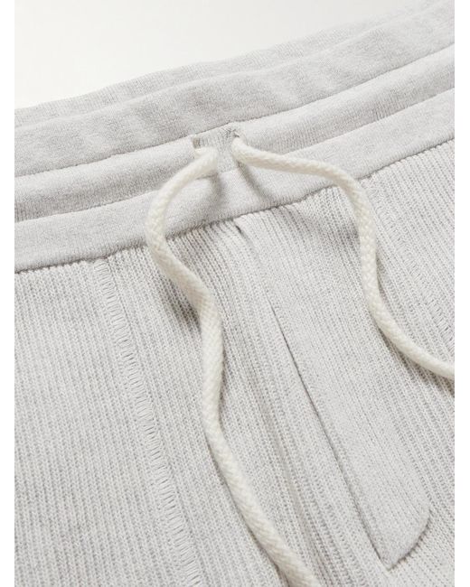 Brunello Cucinelli White Ribbed Cotton Drawstring Sweatpants for men