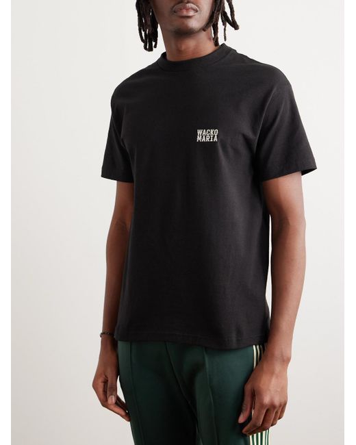 Tim Lehi T-shirt in jersey di cotone con stampa e logo ricamato di Wacko Maria in Black da Uomo