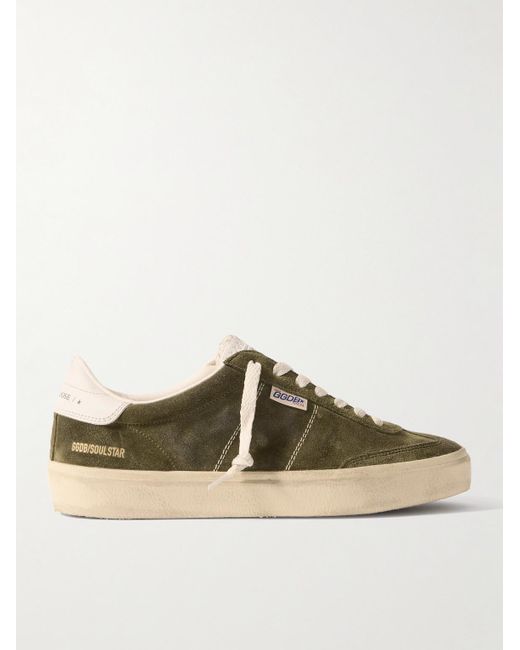 Golden Goose Deluxe Brand Brown Soul-star Distressed Leather-trimmed Suede Sneakers for men