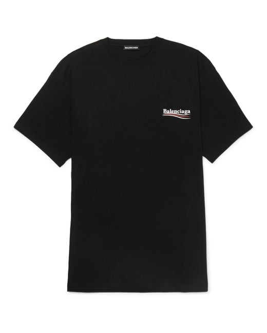 Balenciaga Black Oversized Logo-print Cotton-jersey T-shirt for men