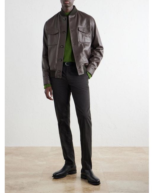 Slowear Black Straight-Leg Cotton-Blend Twill Trousers for men