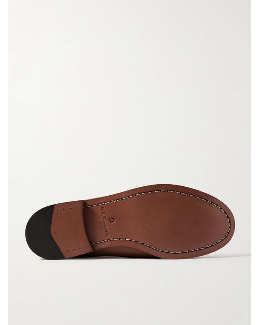 GRENSON Brown Simeon Leather Penny Loafers for men