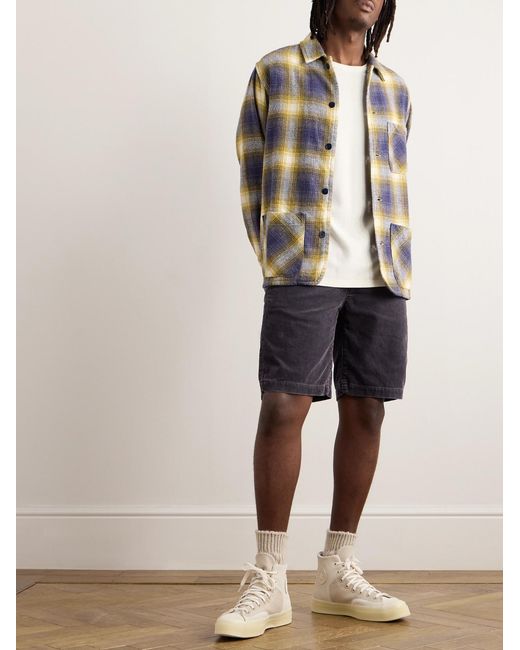 Remi Relief Blue Straight-Leg Cotton-Blend Corduroy Shorts for men