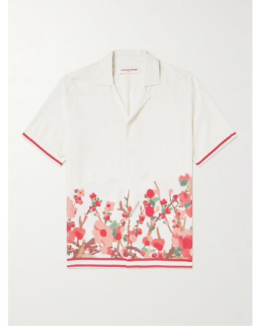 Orlebar Brown Maitan Hemd aus Voile mit Blumenprint und Reverskragen in White für Herren