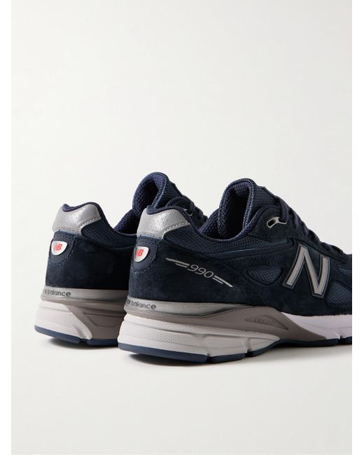 New Balance Blue 990v4 Suede And Mesh Sneakers for men