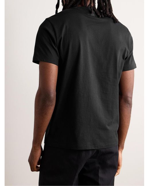 AMI Black Logo-embroidered Cotton-jersey T-shirt for men