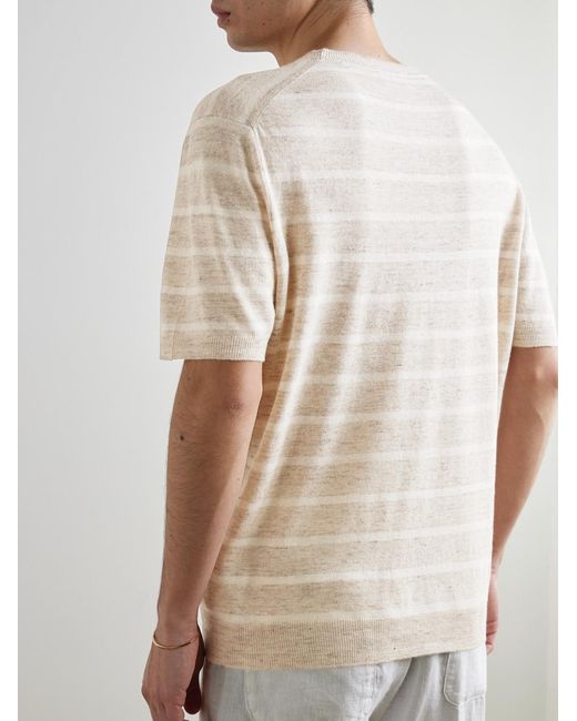 Altea Natural Striped Linen And Cotton-blend T-shirt for men