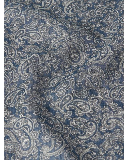 Dunhill Blue Paisley-print Cotton Pocket Square for men
