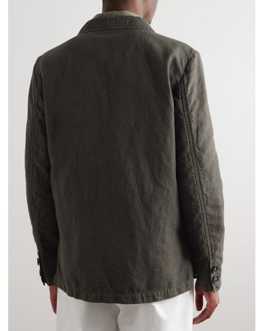 Massimo Alba Green Baglietto Unstructured Cotton And Hemp-blend Canvas Blazer for men
