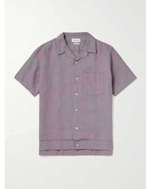 Oliver Spencer Purple Camp-collar Linen Shirt for men