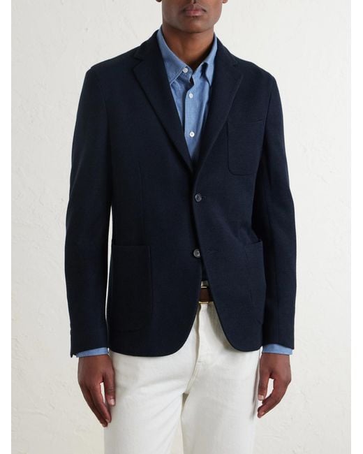Slowear Blue Wool-Blend Jersey Blazer for men