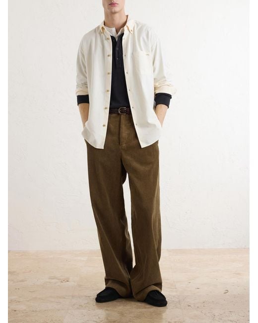A.P.C. Natural Mateo Logo-Embroidered Cotton Shirt for men