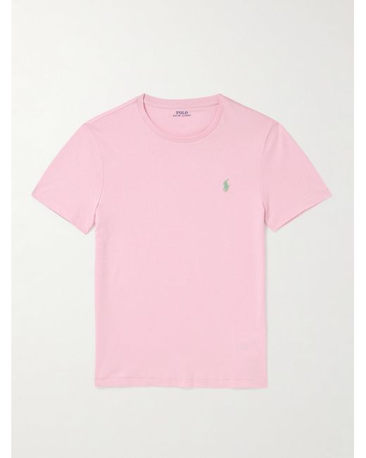 Polo Ralph Lauren Pink Logo-embroidered Cotton-jersey T-shirt for men