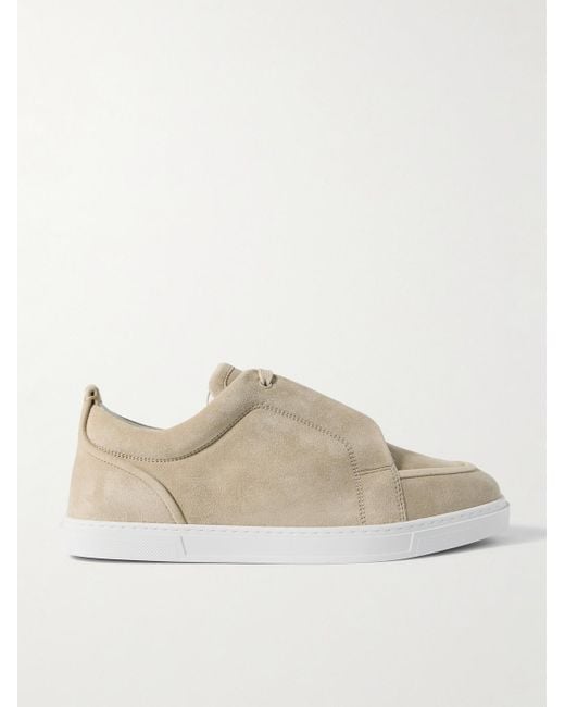 Christian Louboutin Natural Jimmy Rubber-Trimmed Suede Sneakers for men