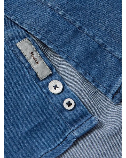 Camicia in chambray di misto cotone di Canali in Blue da Uomo