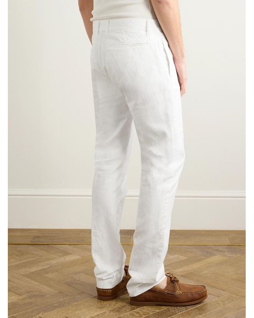 Massimo Alba White Winch2 Slim-Fit Straight-Leg Cotton And Linen-Blend Trousers for men