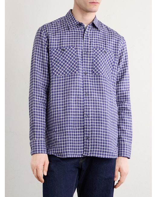 Paul Smith Purple Checked Linen Shirt for men