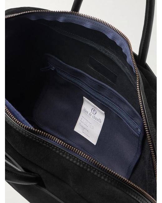 Bleu De Chauffe Black Helios Leather-trimmed Suede Briefcase for men