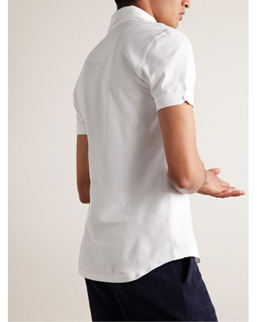 Orlebar Brown White Sebastian Slim-Fit Cotton-Piqué Polo Shirt for men