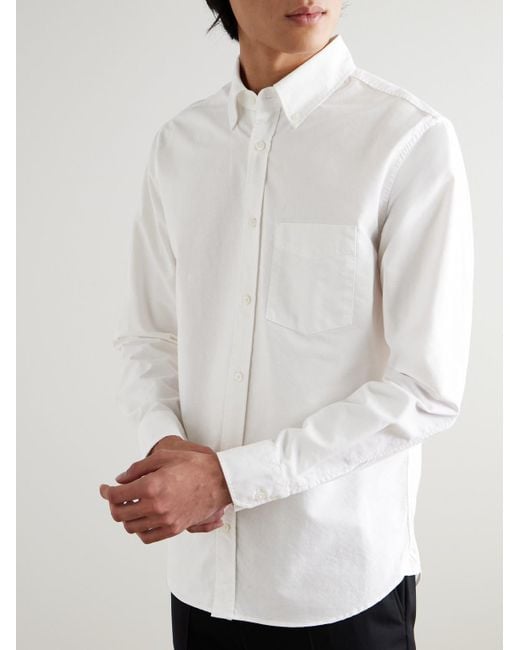 Mr P. White Button-Down Collar Organic Cotton Oxford Shirt for men