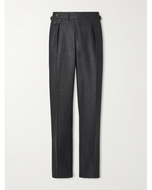 J. Mueser Gray Waverly Straight-Leg Pleated Wool-Twill Suit Trousers for men