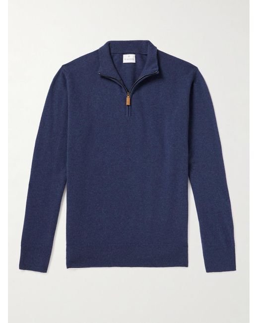 Kingsman Blue Wade Merino Wool And Cashmere-blend Half-zip Sweater for men