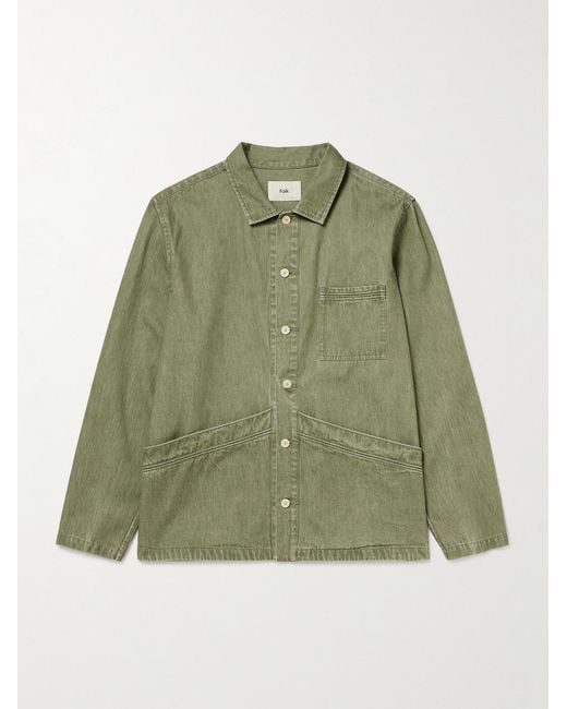 Folk Green Meyer Cotton Overshirt for men