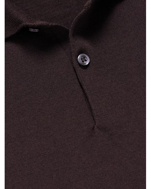 John Smedley Black Payton Slim-Fit Merino Wool Polo Shirt for men