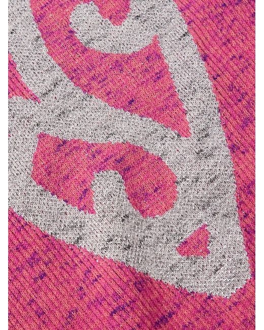 Acne Pink Metallic Ribbed-Knit Sweater for men