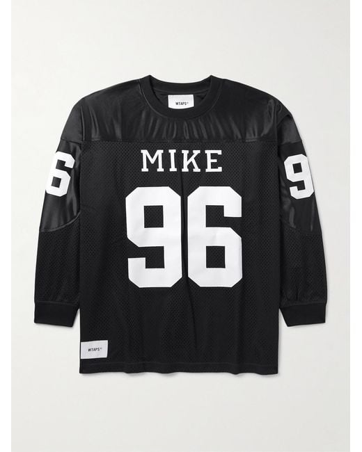 (w)taps Black Netminder Printed Tech-jersey And Mesh Shirt for men