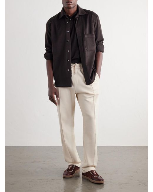 Ralph Lauren White Cotton And Cashmere-blend Drawstring Sweatpants for men