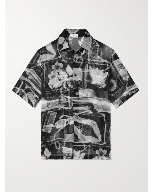 Off-White c/o Virgil Abloh Gray X Ray Printed Silk-chiffon Shirt for men