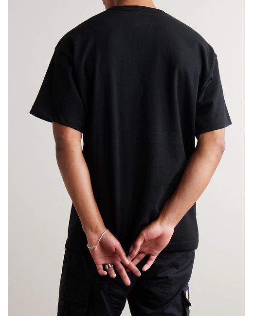 (w)taps Black Logo-Print Appliquéd Cotton-Jersey T-Shirt for men