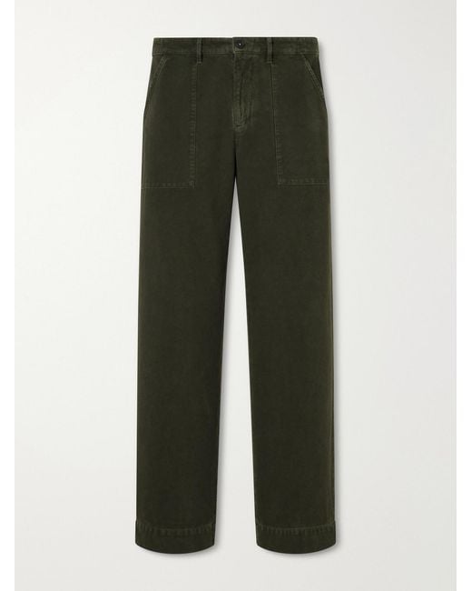 Massimo Alba Green New Regata Straight-Leg Brushed Cotton Trousers for men