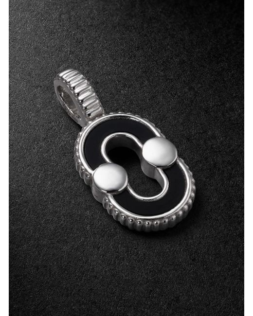 Viltier Black Magnetic 18-Karat, Onyx And Mother-Of-Pearl Pendant for men