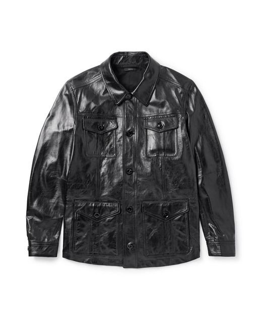 Tom Ford Black Textured-Leather Jacket for men
