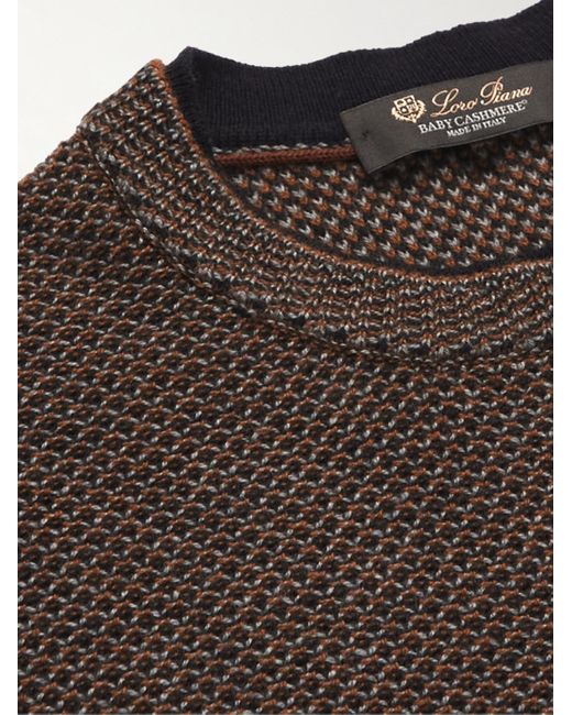 Loro Piana Brown City Birdseye Baby Cashmere Sweater for men