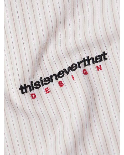Thisisneverthat White Dsn Button-down Collar Logo-embroidered Striped Cotton Oxford Shirt for men