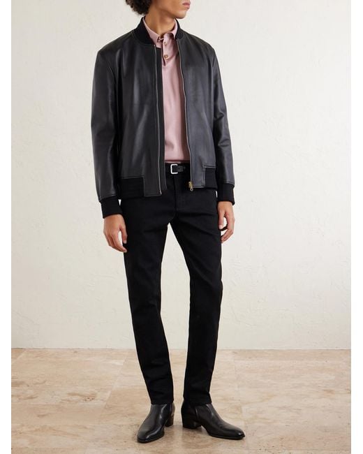 Dolce & Gabbana Black Slim-fit Straight-leg Logo-appliquéd Jeans for men