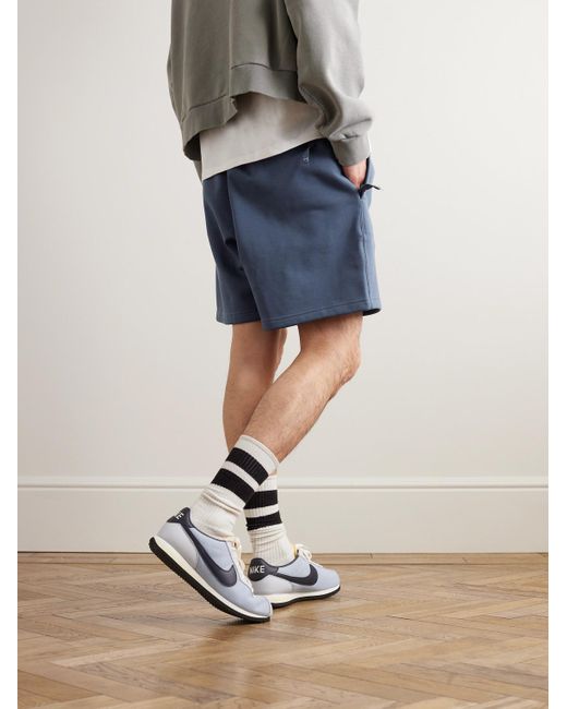 Shorts a gamba dritta in jersey di cotone con logo ricamato Solo Swoosh di Nike in Blue da Uomo