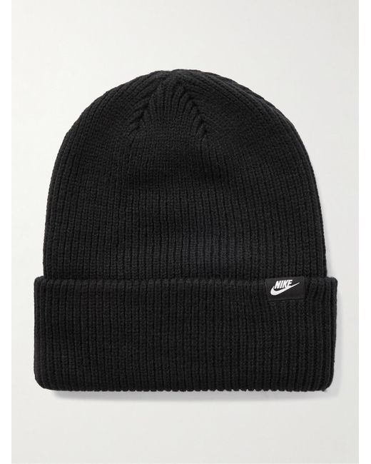 Nike Black Terra Logo-appliquéd Ribbed-knit Beanie for men