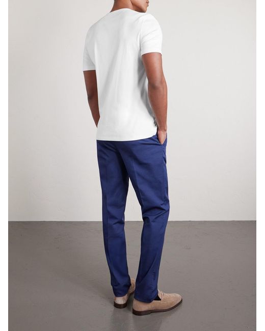 Brunello Cucinelli White Ribbed Jersey T-Shirt for men
