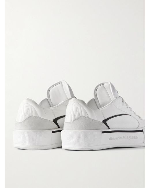Alexander McQueen White Deck Canvas And Suede-trimmed Padded Leather Sneakers for men