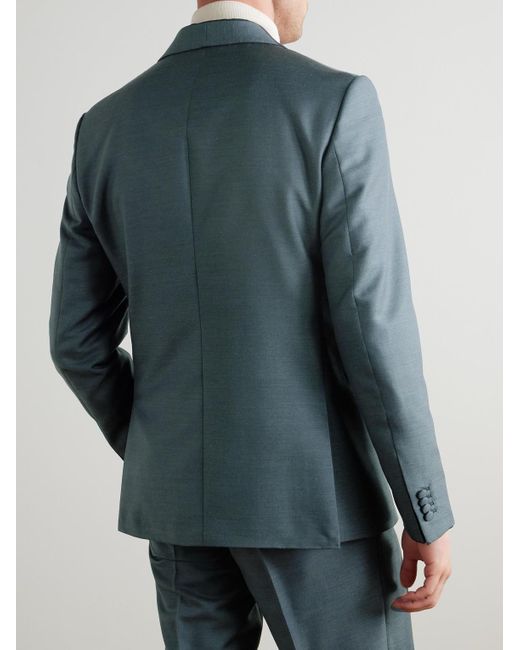 Mr P. Blue Slim-fit Double-breasted Shawl-lapel Wool for men