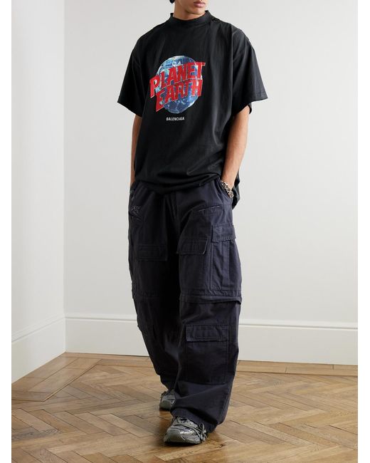 Balenciaga Black Planet Earth Oversize T-Shirt for men