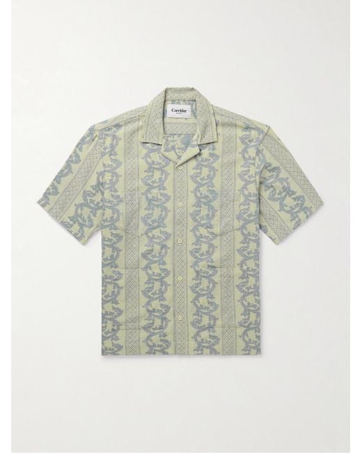 Corridor NYC Green Jakarta Camp-collar Cotton-jacquard Shirt for men