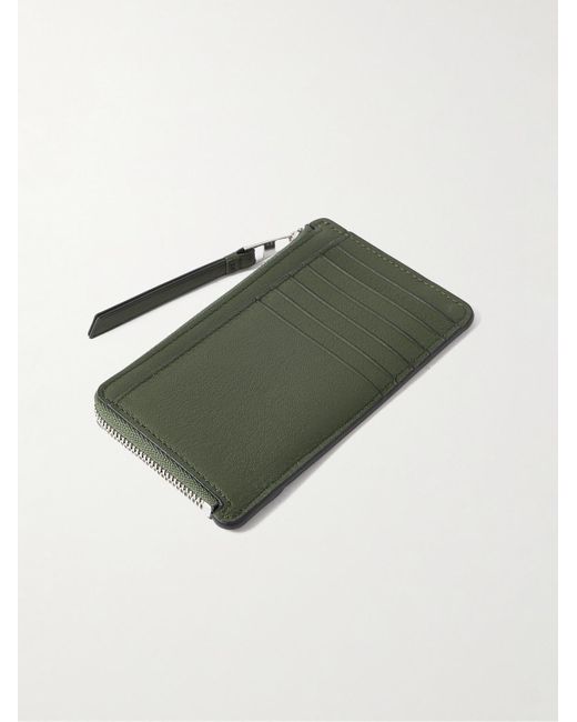 Loewe Green Puzzle Logo-debossed Leather Zipped Cardholder for men